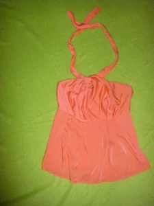 Sommer Ärmellos Sexy Party Neckeholder Top oberteil Orange Glenzend XS-S-M 34-36 - Bild 1 von 12