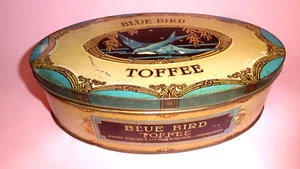 Antique BLUE BIRD TOFFEE HARRY VINCENT Ltd HUNNINGTON BURMINGHAM TIN CAN BOX 30s - Picture 1 of 11