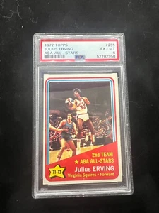 TARJETA DE NOVATO DE BALONCESTO JULIUS ERVING 1972 TOPPS #255 PSA 6 EX-MT ALL-STAR ABA - Imagen 1 de 2