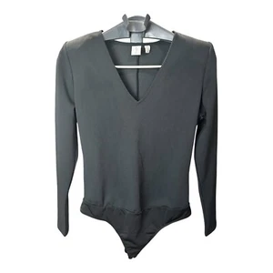 Body Joie Negro Hombro Abullonado Cuello en V Talla Pequeña Manga Larga - Imagen 1 de 5