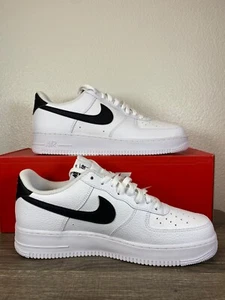 Size 12- Men's Nike Air Force 1 '07 White / Black Shoes (CT2302-100) New - Picture 1 of 5