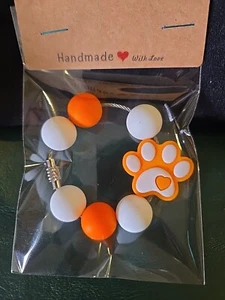 Orange Dog Paw Tumbler Stanley Cup Handle Charm Keychain Backpack - Picture 1 of 1