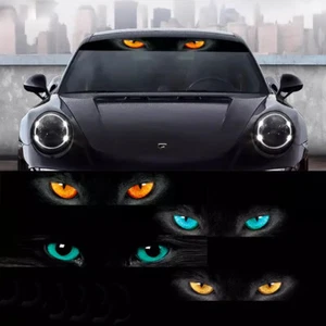 3D Cat Eyes Car Front Rear Windshield Banner Sun Strip Decal Vinyl Universal Fit - Picture 1 of 11