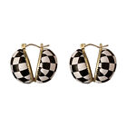 Quirky Circle Checkered Earrings - Fun Addition for Women