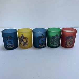 Harry Potter Hogwarts Houses Glass Votive Candles Set of 4 Unscented + 1 Empty - Picture 1 of 16