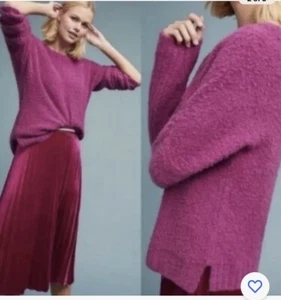 Anthropologie Sleeping on Snow Lavinia Wool Alpaca Sweater Magenta Pink Medium - Picture 1 of 9