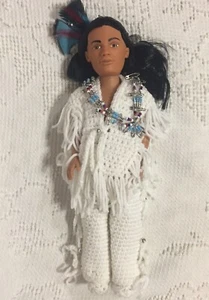 Indian Chief Male Doll with Handmade Crocheted Outfit 16" Tall - Picture 1 of 11