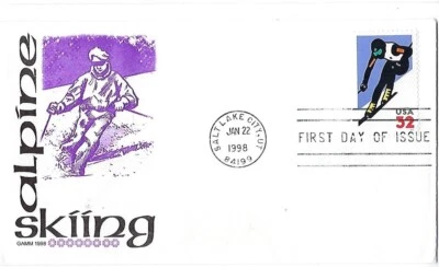 5 '98 FDCs Skiing, Diner Presort, DeWitt & Lila Wallace GAMM Cachets, 5/5, Benet - Image 1 of 4