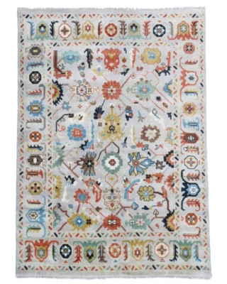 Alfombra oriental de lana anudada a mano 8X10 plateada Oushak (7'9" x 10'2") Foto 1 de 4