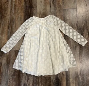 Pastourelle by Pippa & Julie Mesh Dot Dress, Sz 6, Ivory, Long Sleeve, Lined - Picture 1 of 8