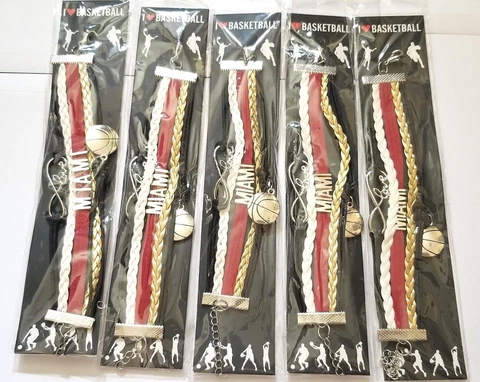 Lot of 5 Miami Heat Infinity Bracelet US SELLER Basketball Charm Cover