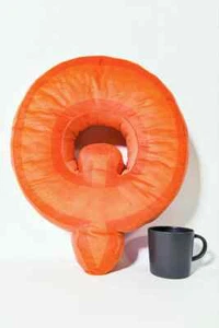QuakeCon 2022 übergroßes orangefarbenes Kissen Plüschtier 17,7" Plüschtier Bethesda ausverkauft NEU - Bild 1 von 3