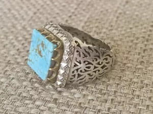 🟦 Anillo persa vintage de plata de ley 925 - piedras preciosas turquesa - ¡ÚNICO!🟦 - Imagen 1 de 17