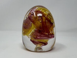 Bay Area Glass Institute Paperweight Stamped BAGI Pink And Yellow - Picture 1 of 19