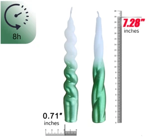 4 X Green Taper Candlestick 7.28" Unscented Spiral Dinner Candle for Party Decor - Picture 1 of 5
