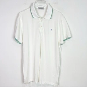 TRUSSARDI OFF-WHITE GREEN TRIM SHORT SLEEVE POLO SHIRT MENS SZ XXL - Picture 1 of 6