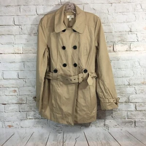 Ann Taylor LOFT Women Size 8 Tan Spring Pea Belted Trench Coat Double Breasted - Picture 1 of 5