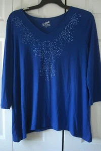 Top con cuentas para damas talla XL azul Jaclyn Smith - Imagen 1 de 2