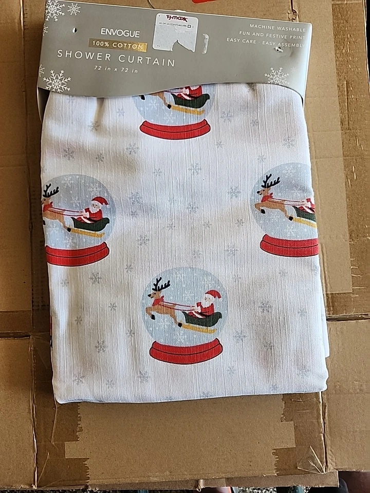 Envogue Navidad Bosque Tela Vacaciones Búho Zorro Bastón de Caramelo Cortina de Ducha Nuevo con Etiquetas Foto 1 de 1