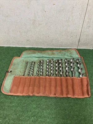 Vintage “FOOTPRINT” Auger Bit Set X12 Pieces Set, In Canvas Tool Roll - Image 1 of 4