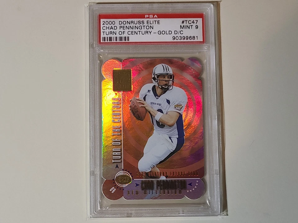 Chad Pennington 2000 Donruss Elite TOTC Rookie Football Card #d /21 PSA 9 Mint - Image 1 of 3