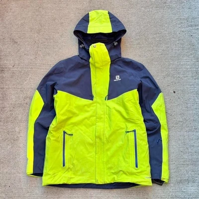 Salomon Icerocket Ski Snowboard Jacket Mens Size Large Acid Lime Night Sky Hood - Image 1 of 4