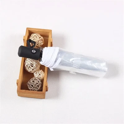 1 Ombrello Trasparente Visivo Antipioggia Completamente Automatico, Triplo Piega - Immagine 1 di 4