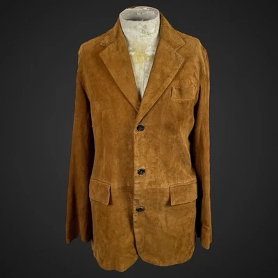 Men’s Suede Jacket Blazer Tan Brown Bespoke Vintage 38/40 Genuine Leather Tailor - Image 1 of 4