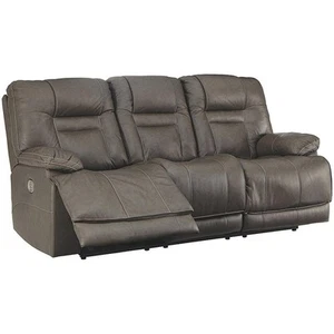 Signature Design by Ashley Wurstrow Leather Power Reclining Sofa in Smoke - Picture 1 of 1