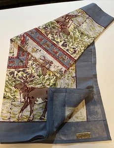 418 Couleur Nature 59 x 59" Tablecloth Christmas Reindeer India Hand Printed - Picture 1 of 6