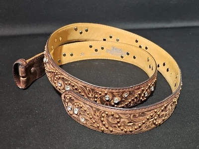 Justin ботинки женщин ручной работы кожаный ремень со стразами с заклепками Western Sz 38 VT - Изображение 1 из 4