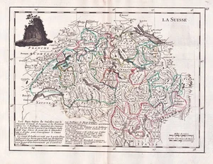 Suisse Kanton Gravure Carte Map Kupferstich Le Rouge - Picture 1 of 1
