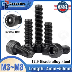 Tornillos de cabeza de enchufe negros M3-M8 Allen perno de accionamiento hexagonal acero inoxidable 4 mm ~ 50 mm - Imagen 1 de 82
