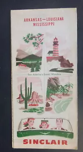 1956 Arkansas Louisiana Mississippi road map Sinclair gas oil - Picture 1 of 4