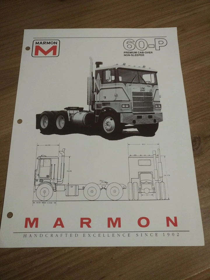 Marmon 1983 60-P Cabover Truck Original Standard Specifications Page Brochure  - Image 1 of 3