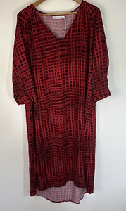 PQ Collection Womens Midi Shift Dress Black Red Check Oversize Size M/L NWT - Picture 1 of 10