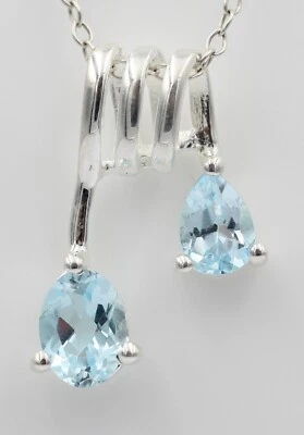 Design 2,44 Carati Di Topazio Blu Pendente In Argento Sterling 925 Design - Immagine 1 di 4