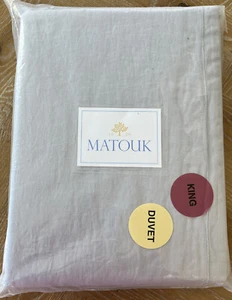 Matouk~ Porto~Stone Washed 100% LINEN~KING Duvet Cover~light Gray~New w/tags~