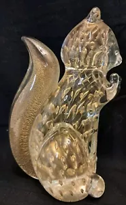 Fermacarte scoiattolo vintage Cenedese Murano arte italiana vetro oro glitter 6" - Foto 1 di 13