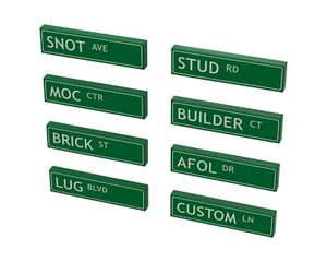 Individueller UV-Druck auf LEGO Fliesen - City Schilder Packung 4 - Straßennamen - Bild 1 von 2