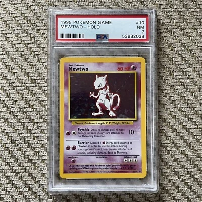 PSA 7 NM Mewtwo 10/102 Base Set Holo Pokemon Trading Card Fresh Grade - Image 1 of 4