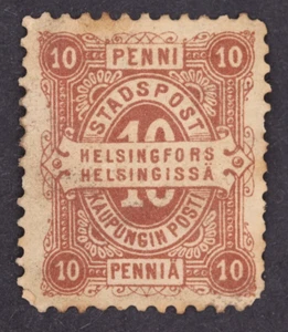 1883 FINNLAND LOKALPOST 10 PENNI BRIEFMARKE gebraucht stadpost kaupungin helsingfors - Bild 1 von 2