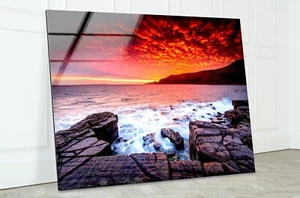 Arte de pared de vidrio rojo cielo por la noche - Imagen 1 de 10