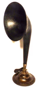 vintage  Working SILVER VOICE  24" HORN SPEAKER / ORNATE BRASS  BASE/ 1082 OHMS - Picture 1 of 8