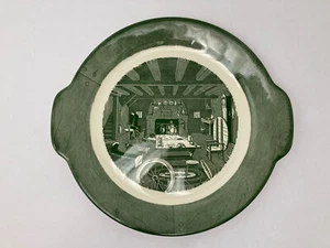 Vintage Colonial Homestead Handled Plate Green Serving Dish 10.25” By Royal ‘50s - Picture 1 of 12