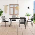 5 Piece Garden Dining Set Cotton Rope and Steel BlackS-Stock