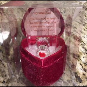 ⬇️ 52€ Neu Valentinstag Geschenk Herz Glas Teddybär - Bild 1 von 8