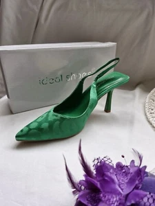 New green animal print slingback heel Shoes size 5 38 - Picture 1 of 5