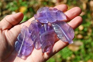 2 Zoll Natürlicher Fluorit Geschnitzte Feder Quarz Kristall Dekor Reiki Heilung Geschenk 1 Stck. - Bild 1 von 10