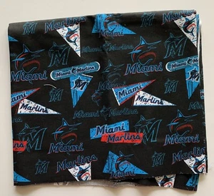 MLB Miami Marlins Major League Baseball Cotton Fabric Remnant 19” x 37” - Picture 1 of 1